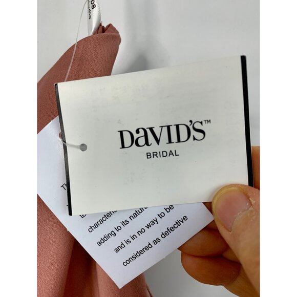 Davids Bridal Desert Coral High Low One Shoulder Dress Size 10 NWT Wrap Wedding - Picture 9 of 11